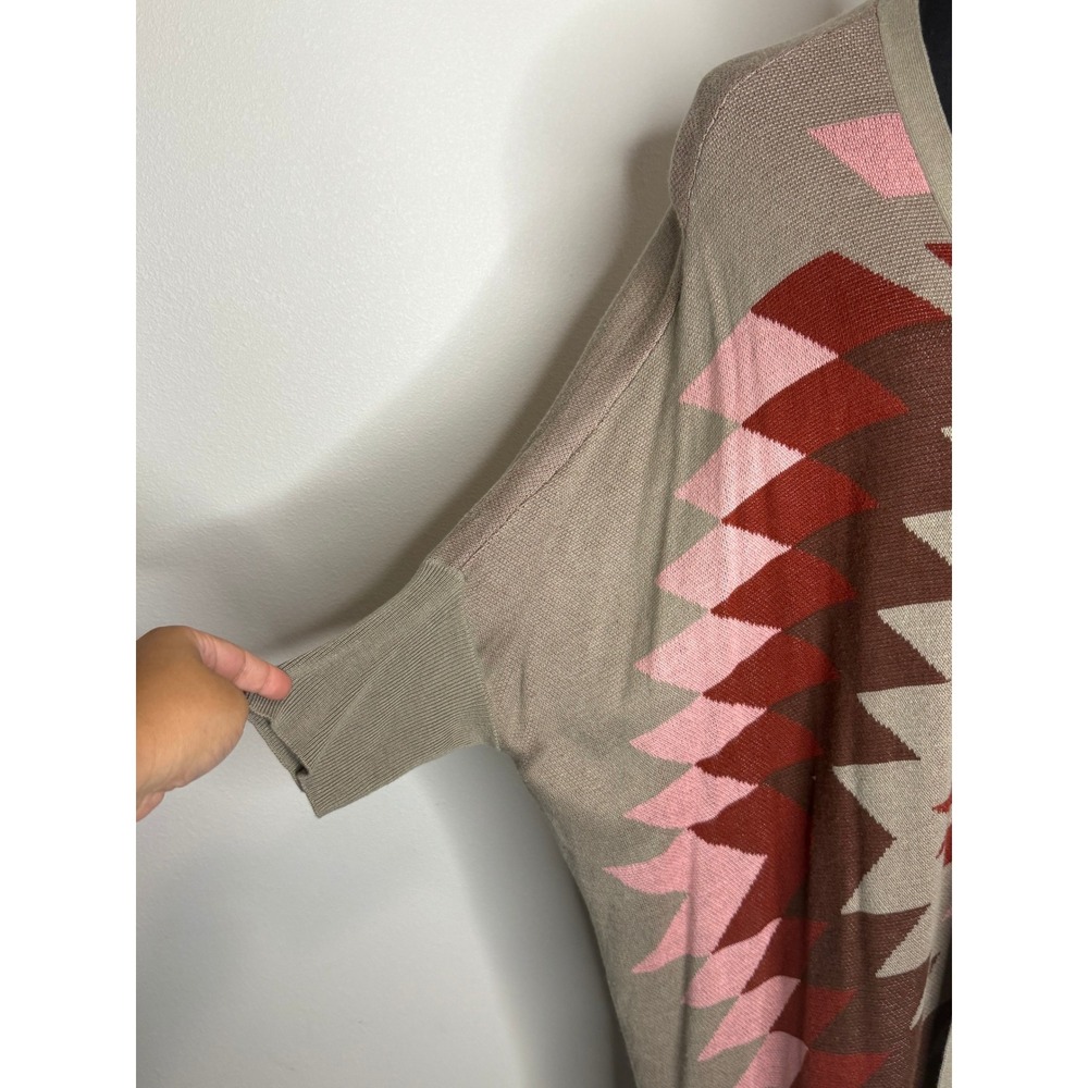 Ariat Women Duster Cardigan L-XL Southwestern Geometric Tan Rust Pink Longline - Picture 3 of 5
